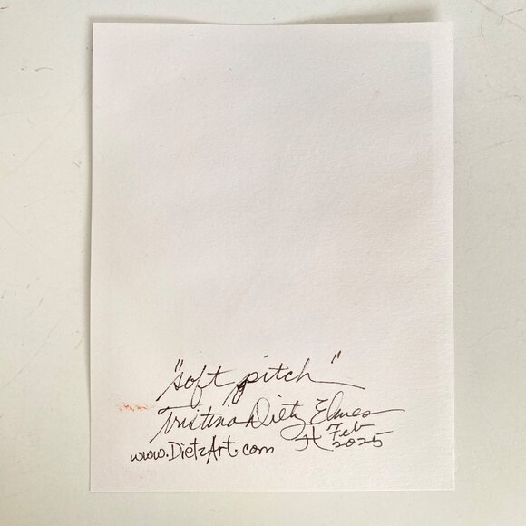 Soft Pitch Original Acrylic Painting 5x7in Frame Ready Wall or Desktop Art - Picture 4 of 4